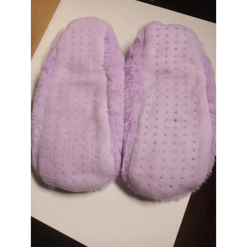 Women's Iridescent Pumpkin Faux Fur Slipper Socks - Purple Silver - Hyde & Eek!